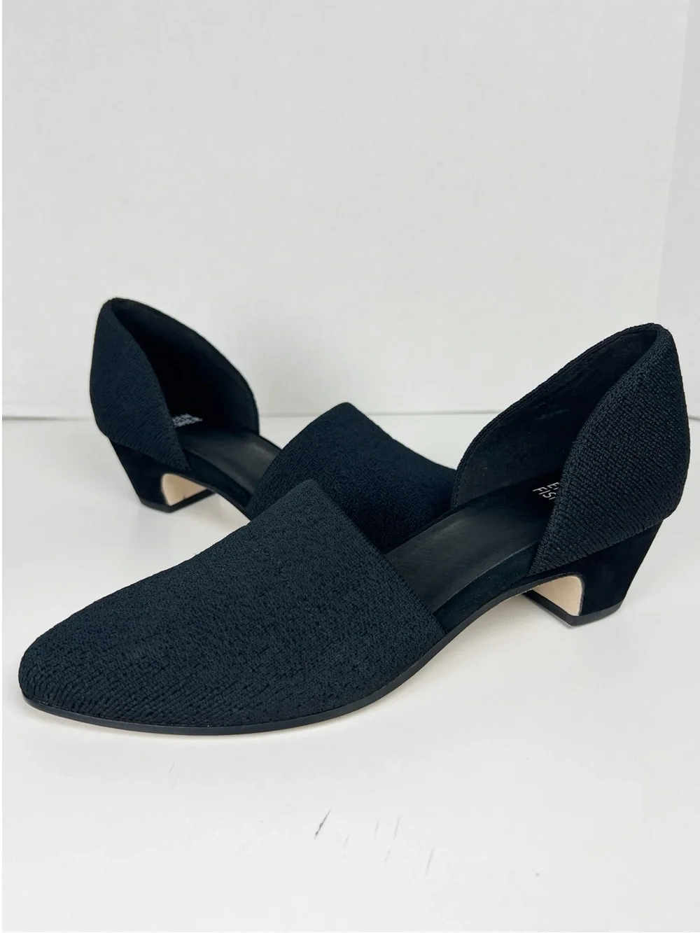 EILEEN FISHER Women’s Size 7 Black Knit Marra Pointed Toe d'Orsay Pumps